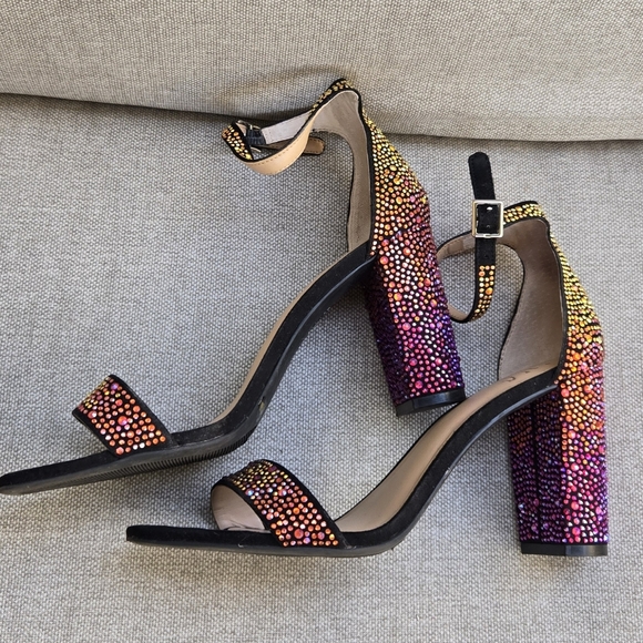 INC International Concepts Shoes - INC Rhinestone Sparkle Ankle Strap Block Heels